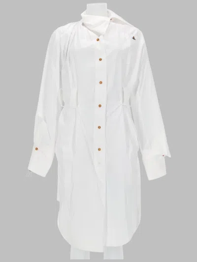 Vivienne Westwood Drunken Shirt Dress Compact Poplin White 48 Women