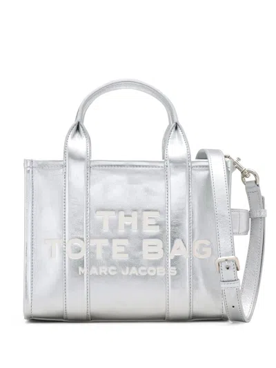 Marc Jacobs Mini Metallic Top Zip Handbag With Adjustable Strap In Silver