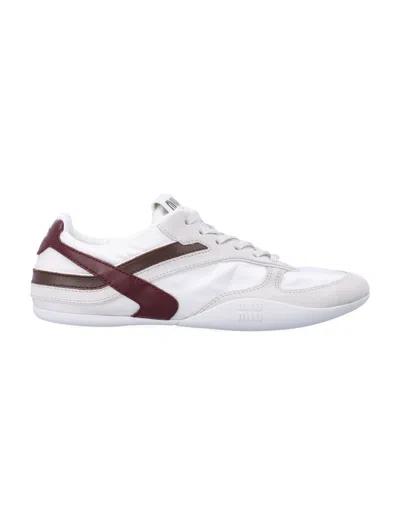 Miu Miu Women Two-tone Tech Fabric And Suede Gymnasium Sneakers In Multi