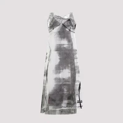 Maison Margiela Silk Tulle Midi Dress In Gray