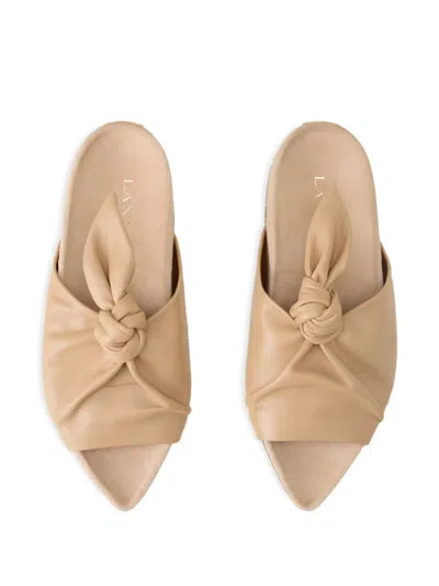 Lanvin Cocoon Flat Leather Mule In Neutral