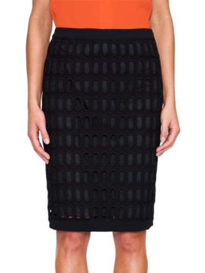 Shop Moschino Perforated Pencil Skirt In Black