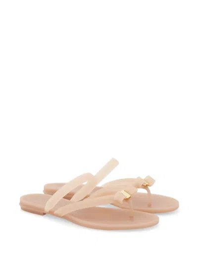 Ferragamo Jealsa Rubber Flat Thong Sandals In Pink