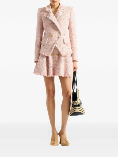 Balmain Tweed Jacket With 2 Buttons In Pink