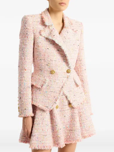 Balmain Tweed Jacket With 2 Buttons In Pink