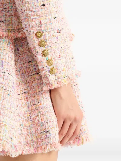 Balmain Tweed Jacket With 2 Buttons In Pink