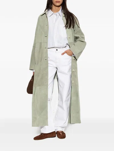 Samsoe & Samsoe Sarae Belted Suede Coat In Brown