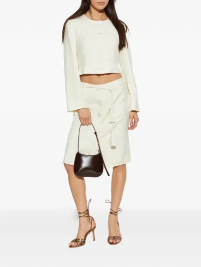 Posse Elspeth Button-up Wool Cropped Jacket In White
