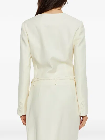 Posse Elspeth Button-up Wool Cropped Jacket In White