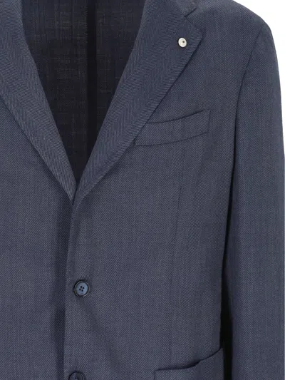 L.b.m 1911 Herringbone-pattern Blazer In Blue