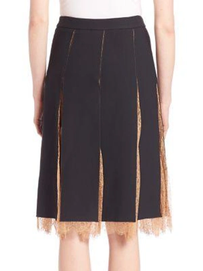 Shop Michael Kors Paneled Lace-inset Skirt In Black