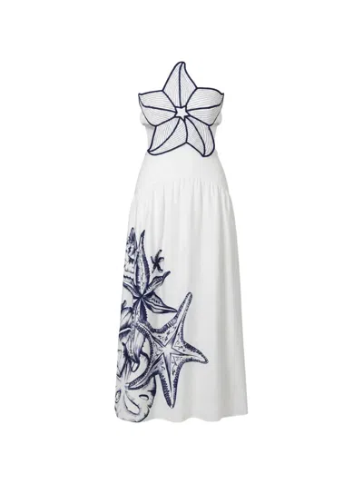 Farm Rio Coast Stars Maxi Dress Coast Stars Off-white In Multi
