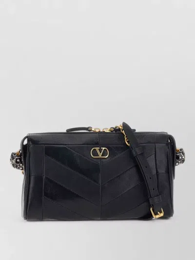 Valentino Garavani Panthea Small Shoulder In Nappa Leather With Chevron Pattern Bags In Black