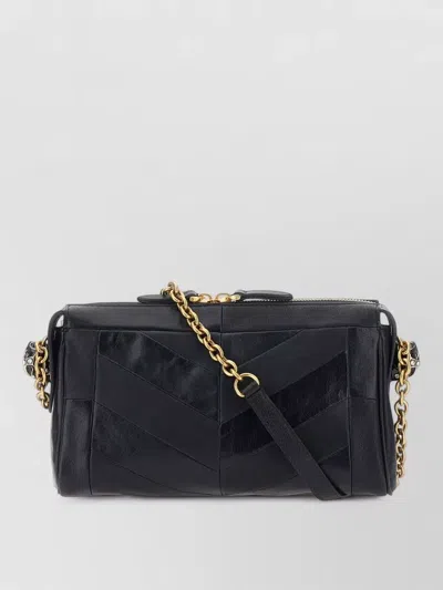 Valentino Garavani Panthea Small Shoulder In Nappa Leather With Chevron Pattern Bags In Black