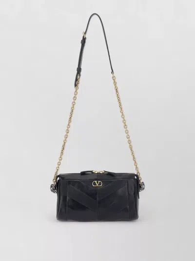 Valentino Garavani Panthea Small Shoulder In Nappa Leather With Chevron Pattern Bags In Black