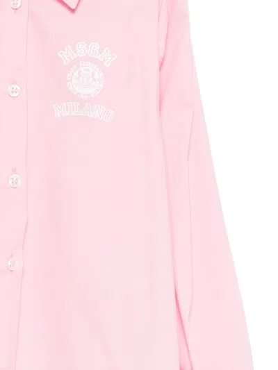 Msgm Logo-print Shirt In Pink