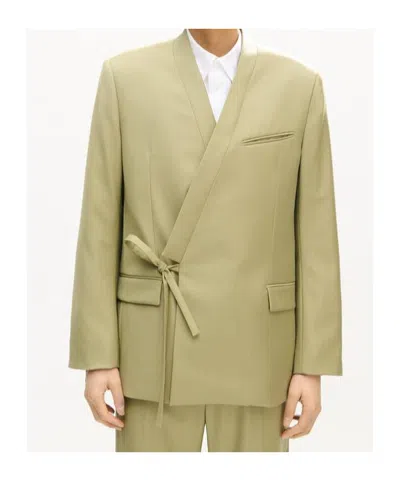 Kenzo Double Breasted Kimono Tailored Jacket In Gold
