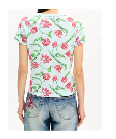 Kenzo Floral-print T-shirt In Blue