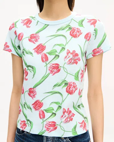 Kenzo Floral-print T-shirt In Blue