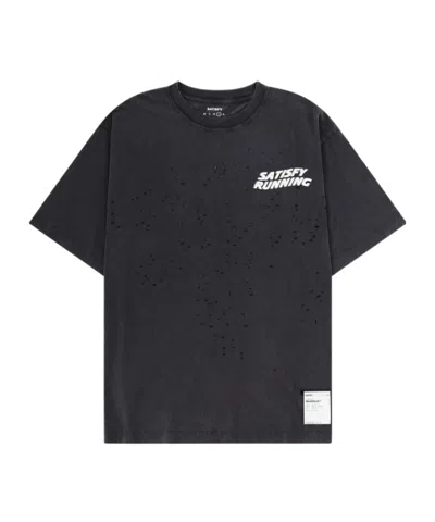Satisfy Distressed Logo-print T-shirt In Black