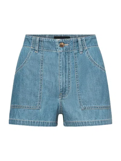 Veronica Beard Sally Elasticated-back Shorts In Blue