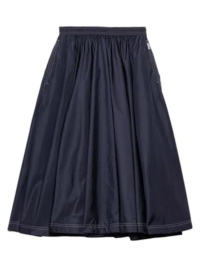 Prada Womens Blue Light Re-nylon Full Midi Skirt In Blue