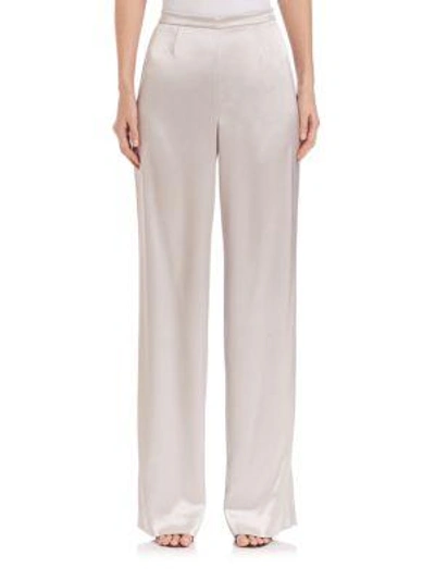 Shop St John Liquid Satin Pants In Platinum