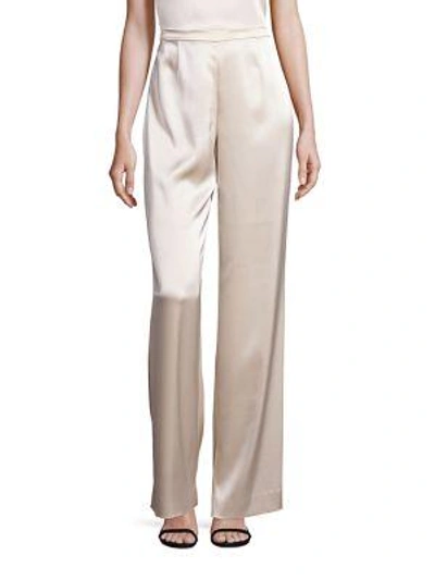 Shop St John Liquid Satin Pants In Platinum