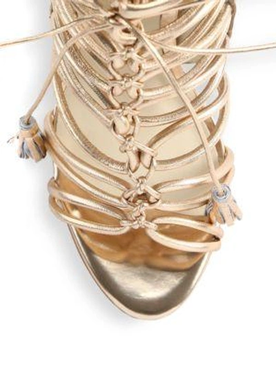 Shop Sophia Webster Lacey Metallic Leather Lace-up Sandals In Rose