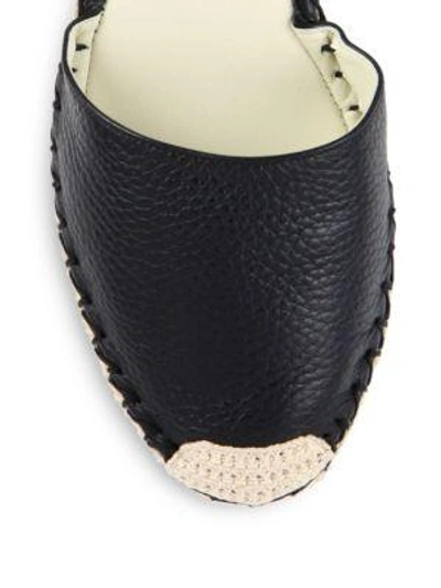 Shop Valentino Rockstud Leather D'orsay Espadrille Flats In Black-ivory