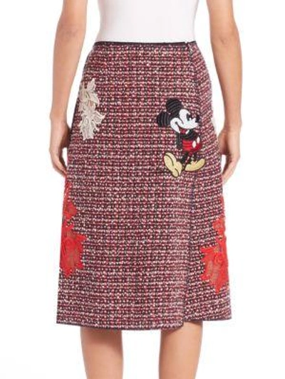 Shop Marc Jacobs Embroidered Tweed A-line Skirt In Red-multi