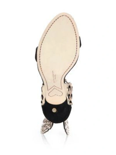 Shop Sophia Webster Evangeline Black Rose Suede & Metallic Leather Winged Sandals In Black-rose Gold