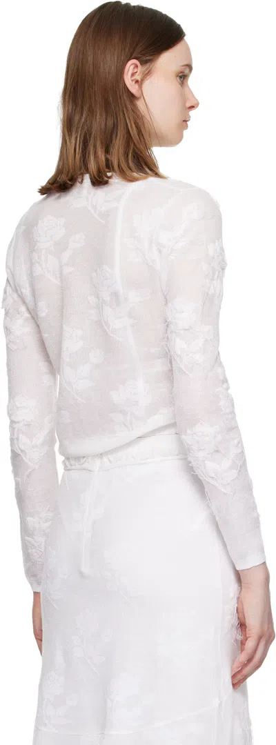 Shushu-tong White Threadwork Bow Cardigan In White