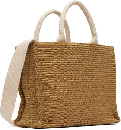 Marni Raffia-effect Small Tote Bag In Brown