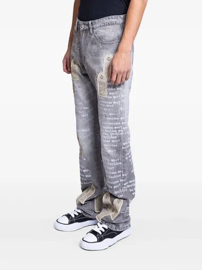 Who Decides War Scripture-print Jeans In Blue