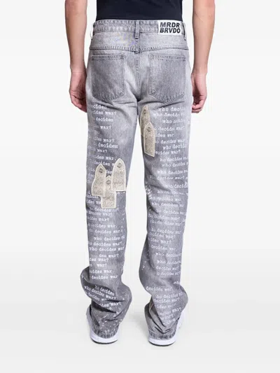 Who Decides War Scripture-print Jeans In Blue