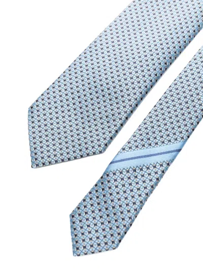 Zegna Geometric-pattern Tie In Blue