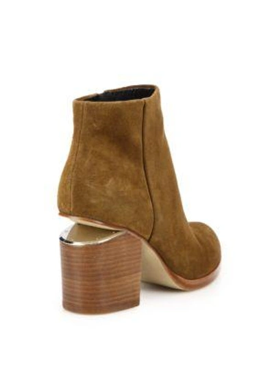 Shop Alexander Wang Gabi Suede Block Heel Booties In Dark Truffle