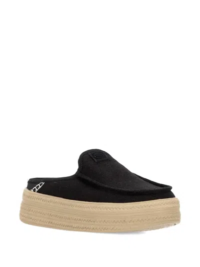 Hey Dude Austin Platform Backless Espadrilles In Black