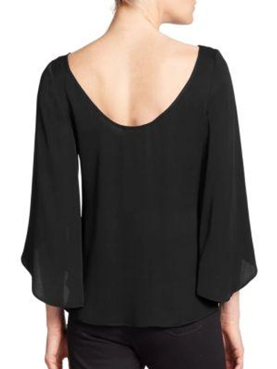 Shop Milly Stretch-silk Butterfly Blouse In Black