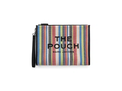 Marc Jacobs Large Rainbowstriped Mesh Pouch With Wrist Strap In Multi