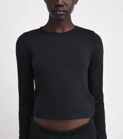 Éterne Long-sleeve Cropped T-shirt In Black