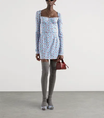 Dolce & Gabbana Dolce  Gabbana Floral Printed Mini Dress In Blue