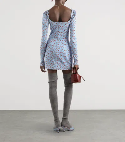 Dolce & Gabbana Dolce  Gabbana Floral Printed Mini Dress In Blue