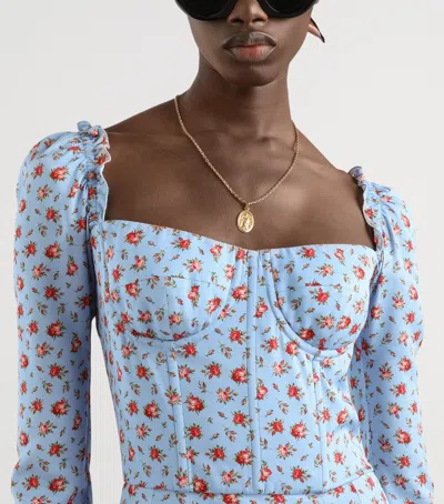 Dolce & Gabbana Dolce  Gabbana Floral Printed Mini Dress In Blue