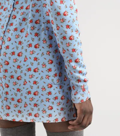 Dolce & Gabbana Dolce  Gabbana Floral Printed Mini Dress In Blue