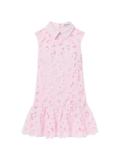 Self-portrait Pink Lace Collared Mini Dress In Multi