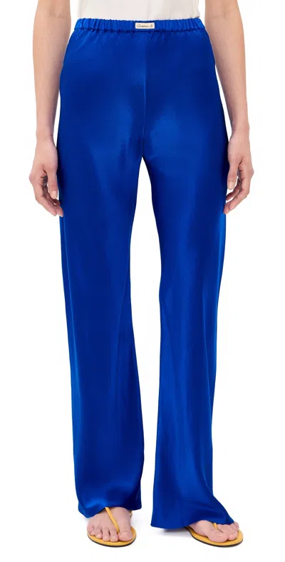 Comme Si Silk-charmeuse Pants In Blue