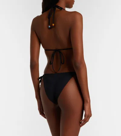 Staud Lido Embellished Triangle Bikini Top In Black