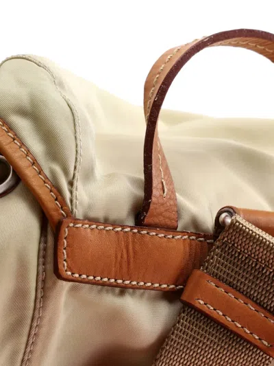 Pre-owned Prada Double Front Pocket Tessuto Small Backpack In Neutral